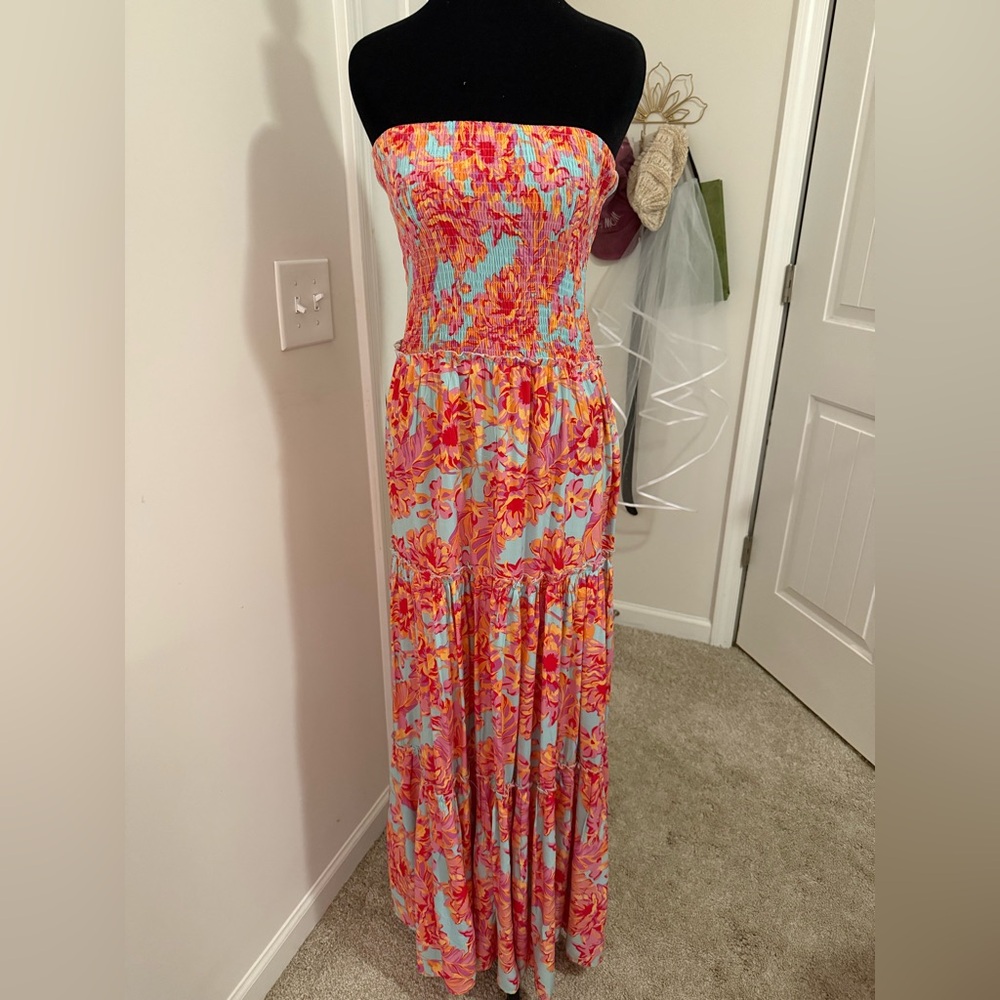 Floral Strapless Maxi Dress